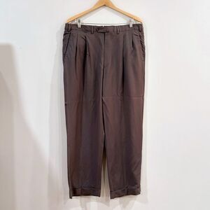 Ermenegildo Zegna Men Wool Dress Pants 38R Brown Cuffed Hem Old Money Officewear
